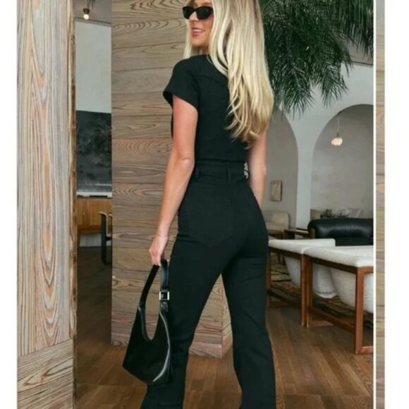 Show Me Your MuMu Everheart Flare Jean Jumpsuit - Black Size: S - Picture 3 of 5